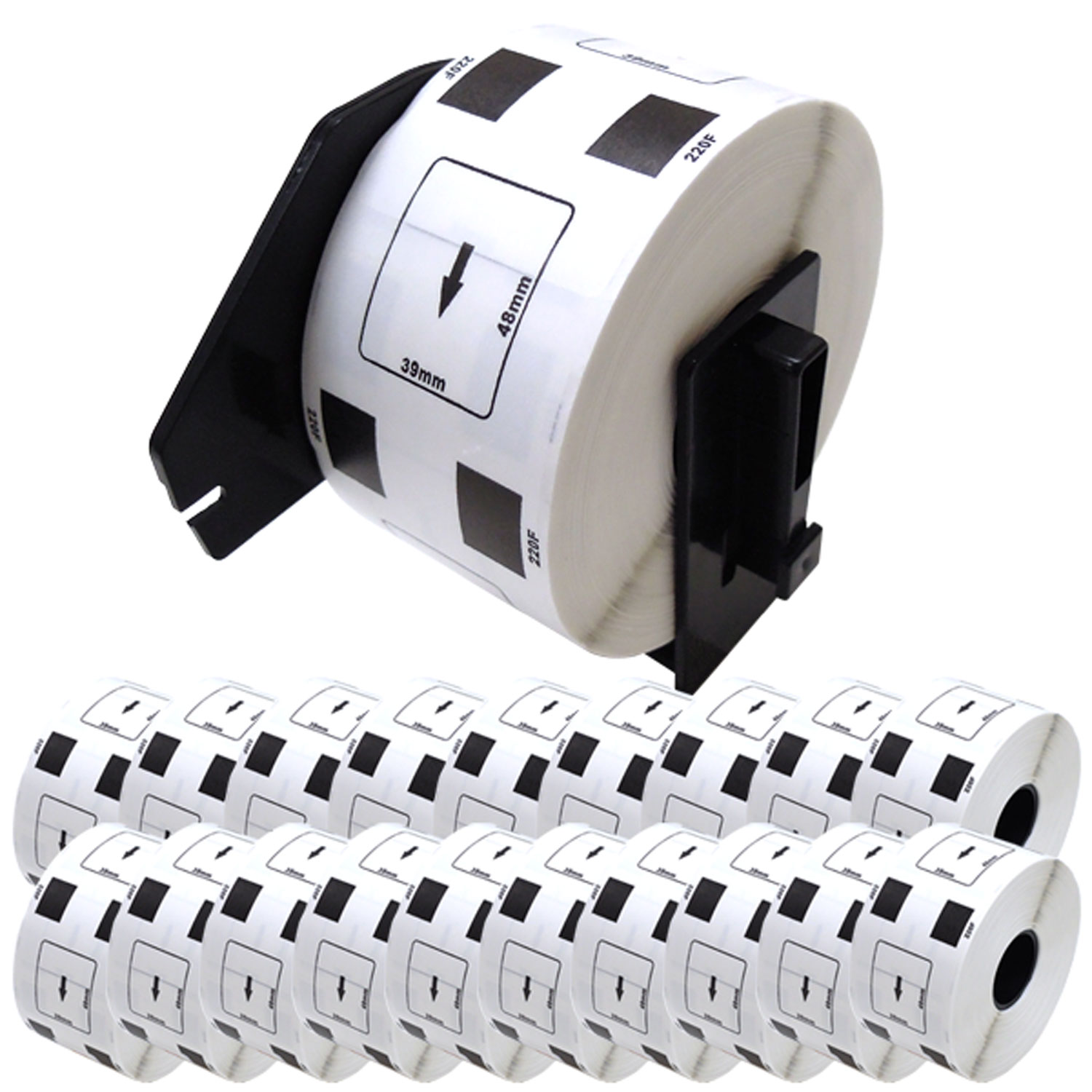 ブラザー用 ピータッチ DKプレカットラベル (感熱紙) DK-1220 互換品 食品表示用ラベル 白 39mm×48mm 620枚入り 20個セット+ホルダー1個