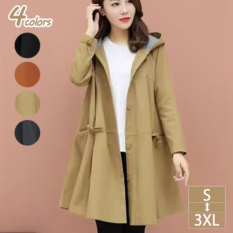 トレンチコート コート レディース ロング 春 秋 軽量 アウター aライン カジュアル 柔らかい スリム 着痩せ 定番 無地 ベーシックト おしゃれ 通勤 aライン 体型カバー 腰紐付き 着せ 無地