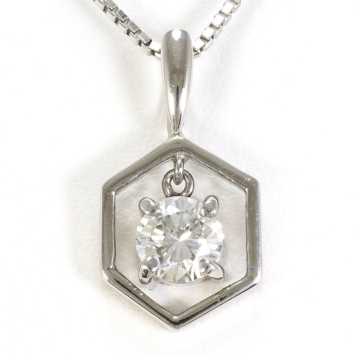 PT900 プラチナ PT850 プラチナ ネックレス ダイヤモンド 0.704ct SI1 鑑定書 総重量約7.0g 約40cm 中古