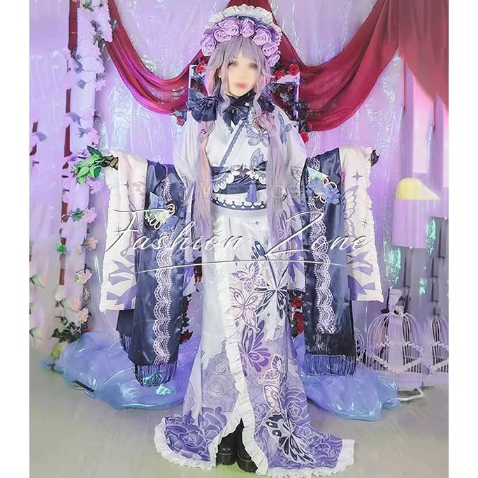 Hololive ホロライブ Vtuber 風 Koseki Bijou 古石ビジュ― 着物 コスプレ衣装 ウィッグ cosplay ハロウィン 演出服 変装