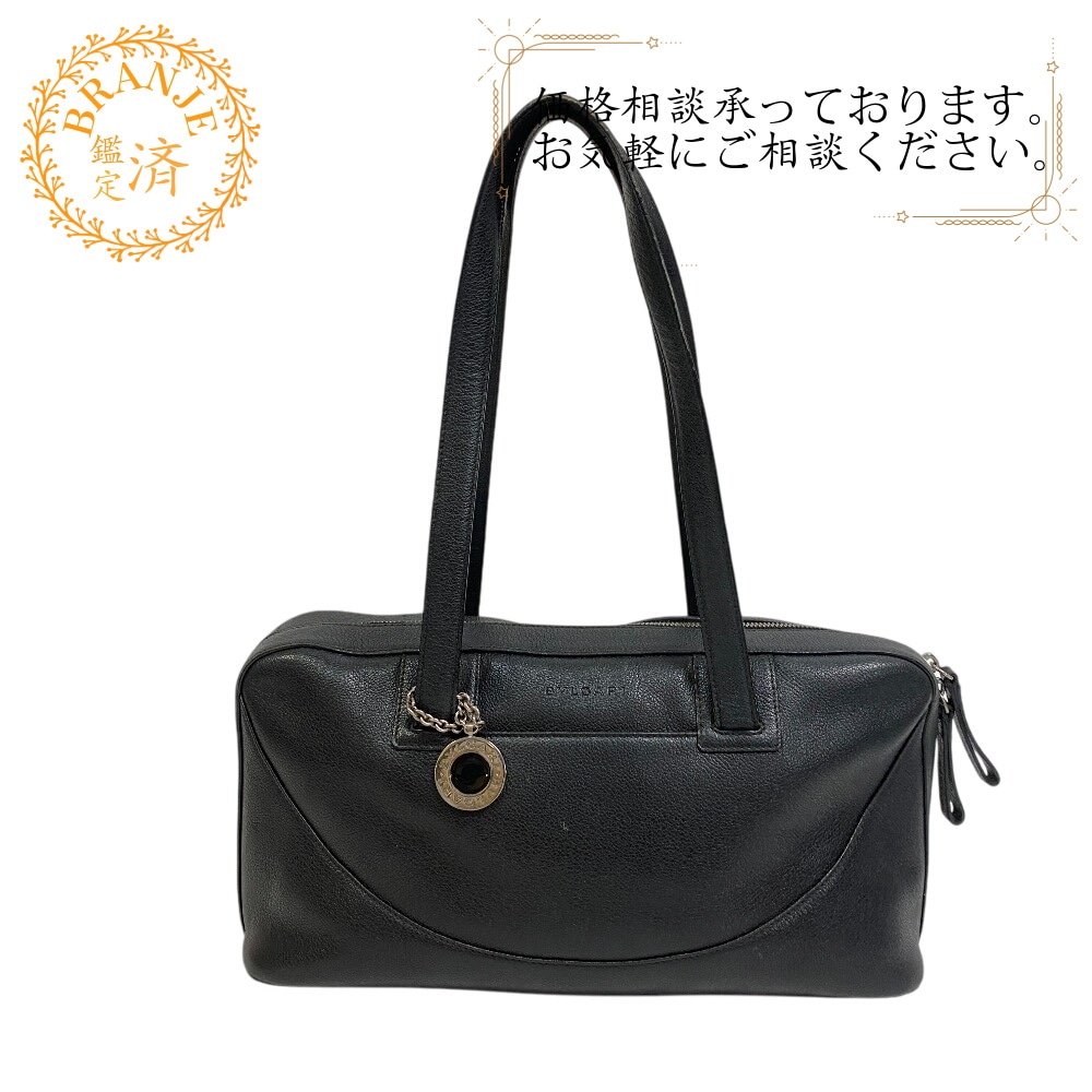 ミニボストンバッグ ハンドバッグ チャーム付き レザー ショルダーバッグ ブラック ブランド