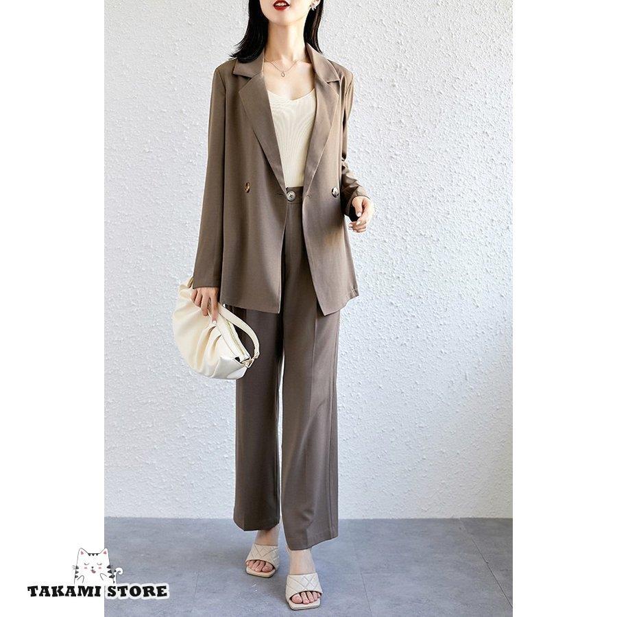 パンツスーツ セットアップ レディース おしゃれ スーツ セット カジュアル ゆったり 大きいサイズ 3L 4L 5L 6L シンプル 韓国 オフィス 通勤服 黒