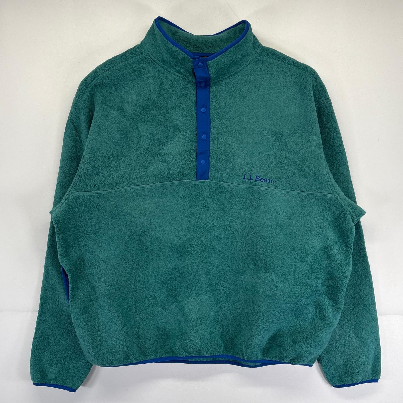 古着 フリースジャケット 大きいサイズ スナップT ハーフボタン プルオーバー アウトドア MXXL グリーン系 メンズ