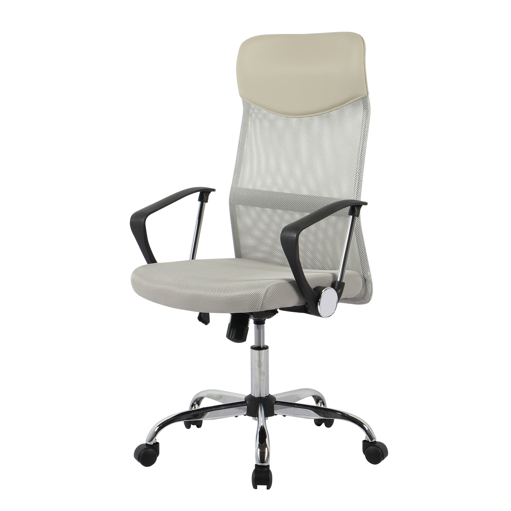 【大好評!最安値挑戦!】オフィスチェア メッシュ+PU ハイバック大人気GG239 Gray+Beige MetalG3