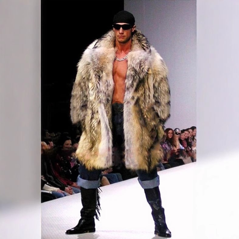 ヨーロッパとアメリカの熱い販売模造アライグマの毛皮のメンズコート模造毛皮のコートのスーツの襟のロングコート男性のための