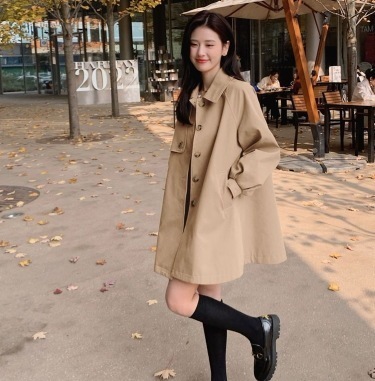 デート モテコーデ アウター コート トレンチコート 膝下 袖あり 長袖 ボリューム袖 襟付き かわいい 可愛い きれいめ カジュアル おしゃれ お洒落 可愛い 女子 こなれ感 ラフ