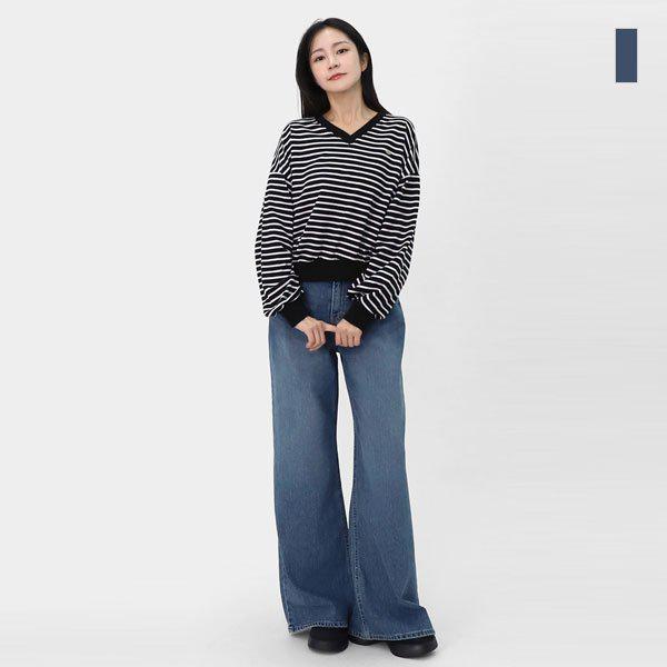 女性のデイリーストリートワイドロングデニムジーンズSIN054
