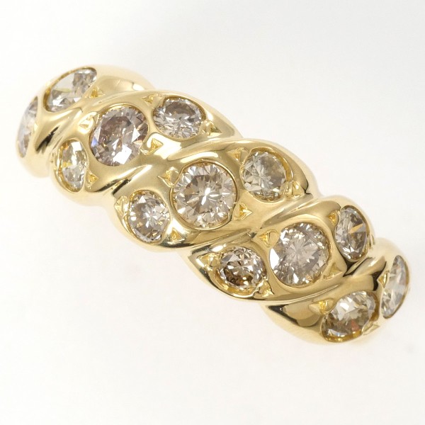 K18 18金 YG リング 指輪 10号 ブラウンダイヤ 1.01 ジュエリー 中古