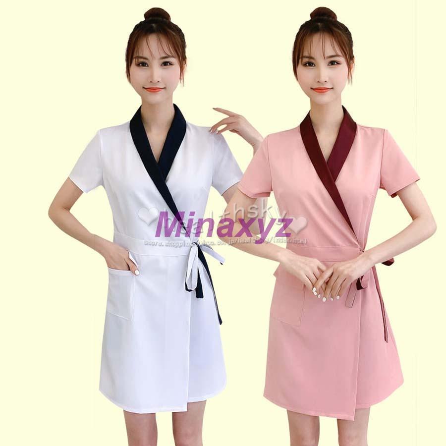 新品早く買いに来て エステティック エステユニフォーム サロンウェア レディース 半袖七分袖 ユニフォーム パンツ ワンピース 理容室 制服 美容室 ネイルサロン クリニック