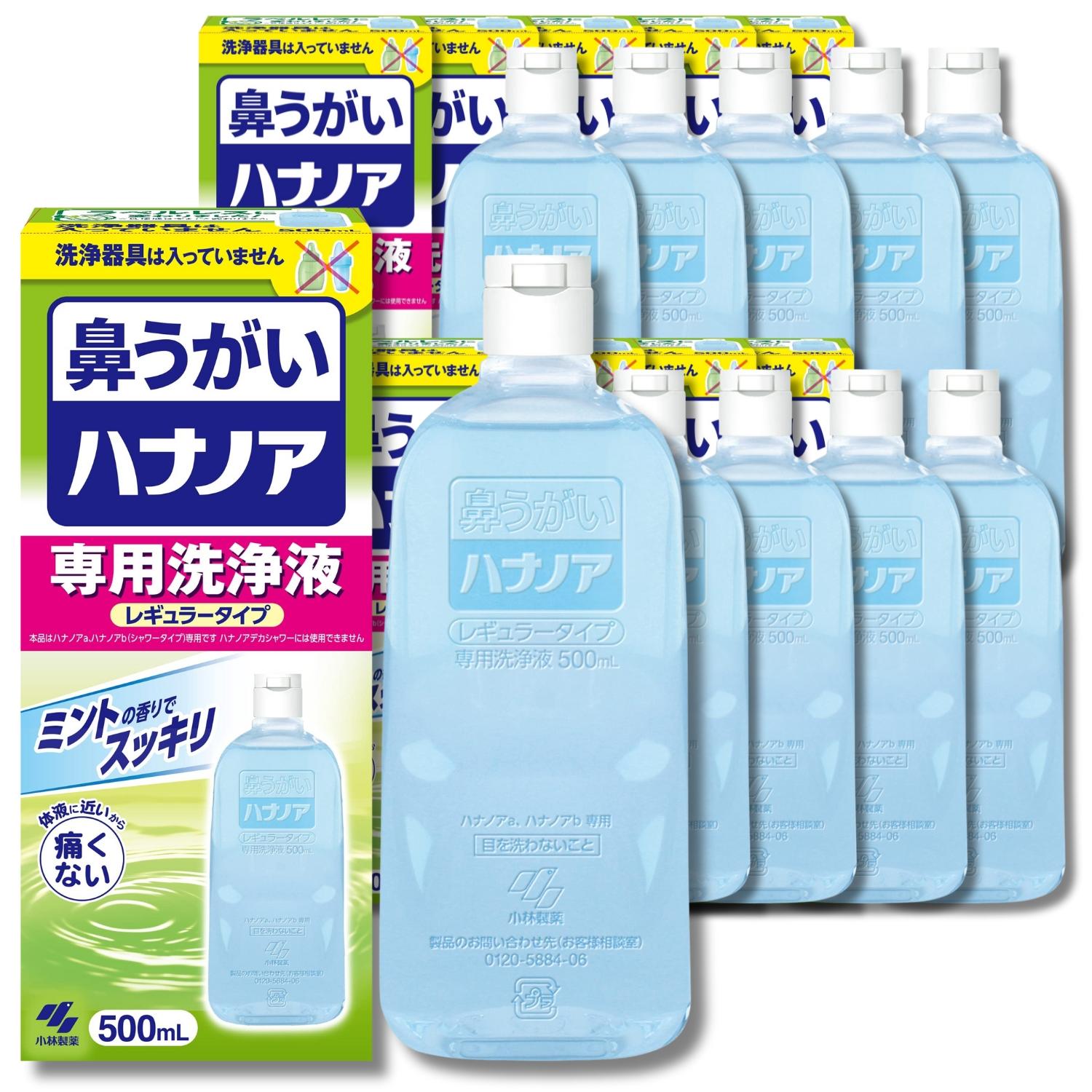 10個セット 小林製薬 ハナノア 専用洗浄液 レギュラータイプ 鼻うがい 500ml