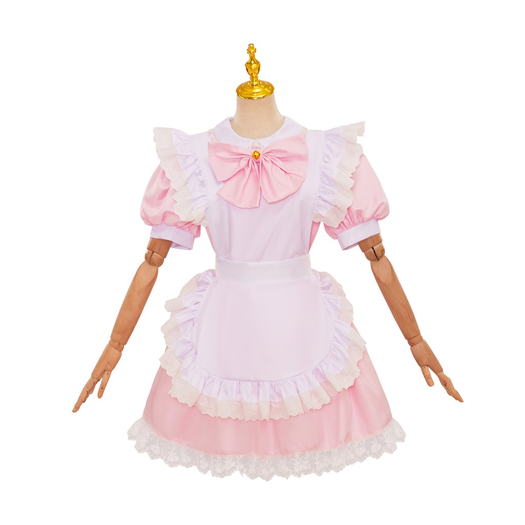 [迅速な配達] 最低価!格! 2025新作の甘いメイド服ピンクのロリータのコスプレ