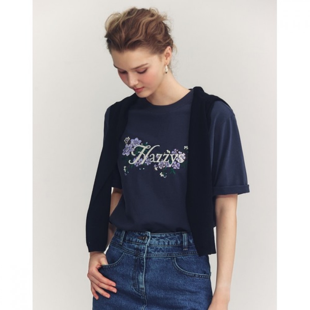 (ヘッジズレディース) 24FW エンブロイダリーグラフィックショートスリーブ T シャツダークグレー HSTS4C702G3