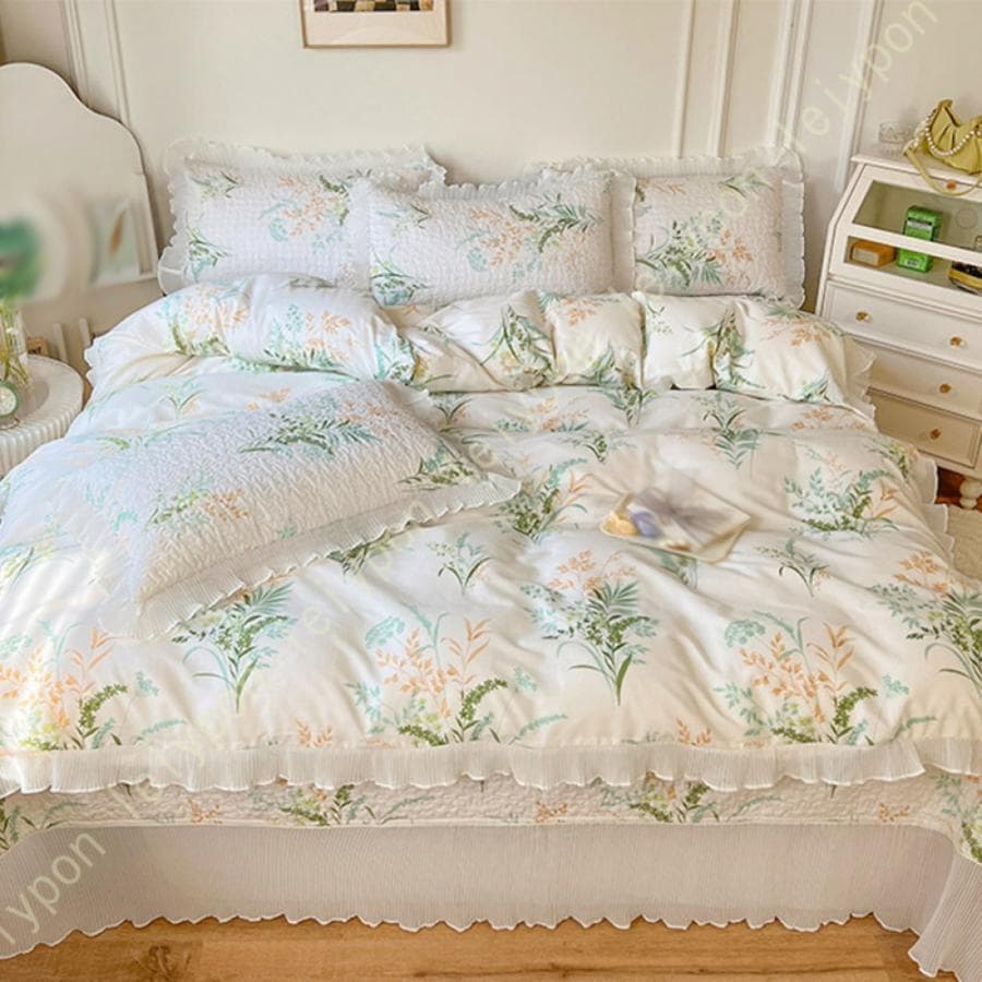 布団カバー 寝具カバーセット 姫系 4点セット シングル ベッドスカート 枕カバー オールシーズン おしゃれ 通気性 防ダニ 抗菌 洋式 和式 子供 家族用