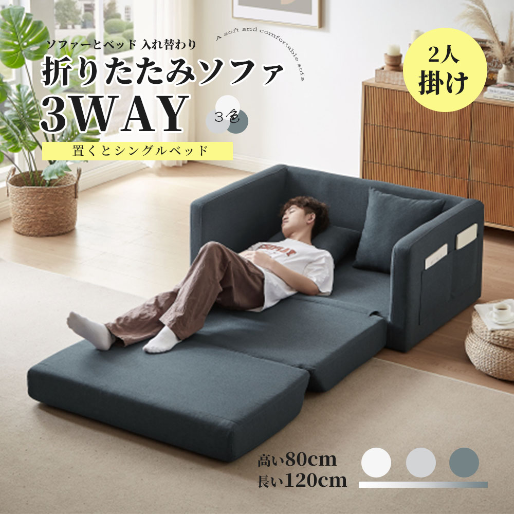 ソファ 2人掛け 収納付き ファブリック 両側に肘掛け付き 木脚外し可能 ローソファ コンパクト ひとり暮らし カウチソファー