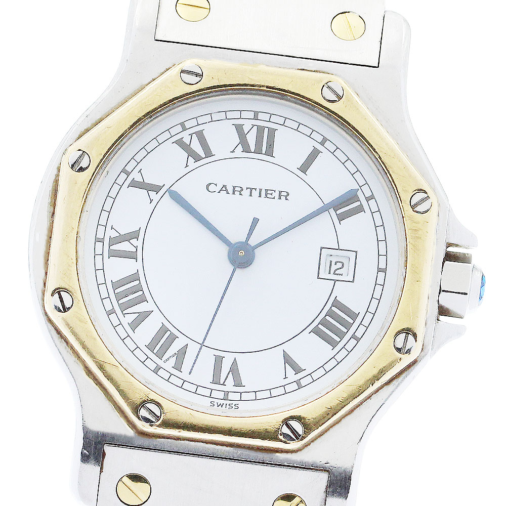 訳あり カルティエ CARTIER 81037288 サントスオクタゴンLM デイト 自動巻き メンズ _881034【中古】