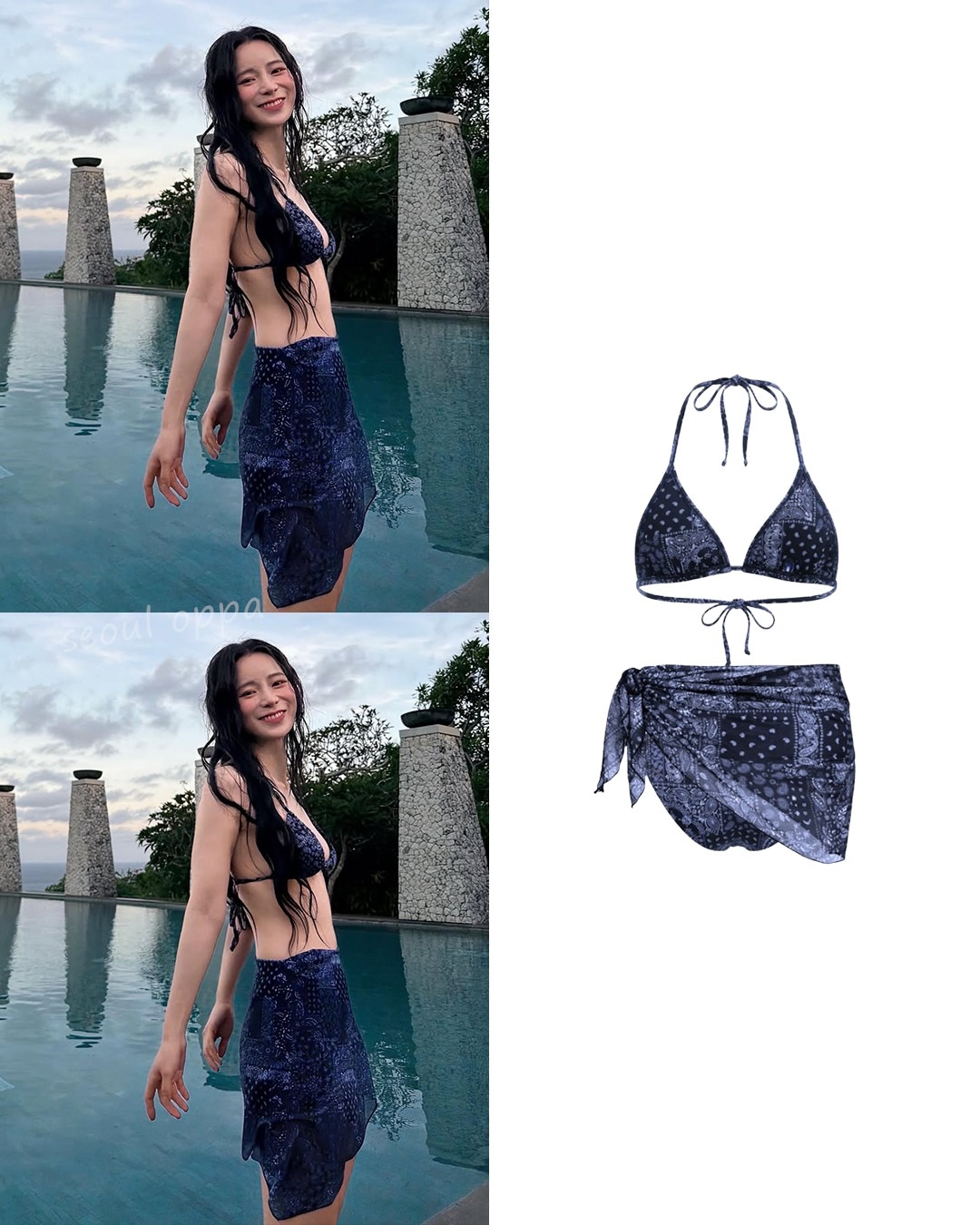 KOREA [ VIKINI VENDER ] Malibu Triangle Bikini Sarong Set