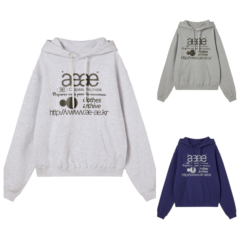 【aeae】 WEB LOGO LOOSED HOODIE : 3COLORS