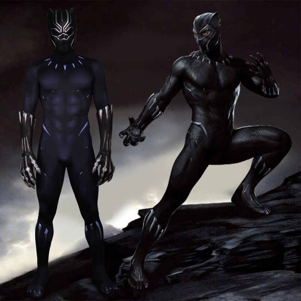 194アベンジャーズ：インフィニティウォー ブラックパンサー Black Panther Full bodysuits 全身タイツ マスク付 コスチューム コスプレ衣装