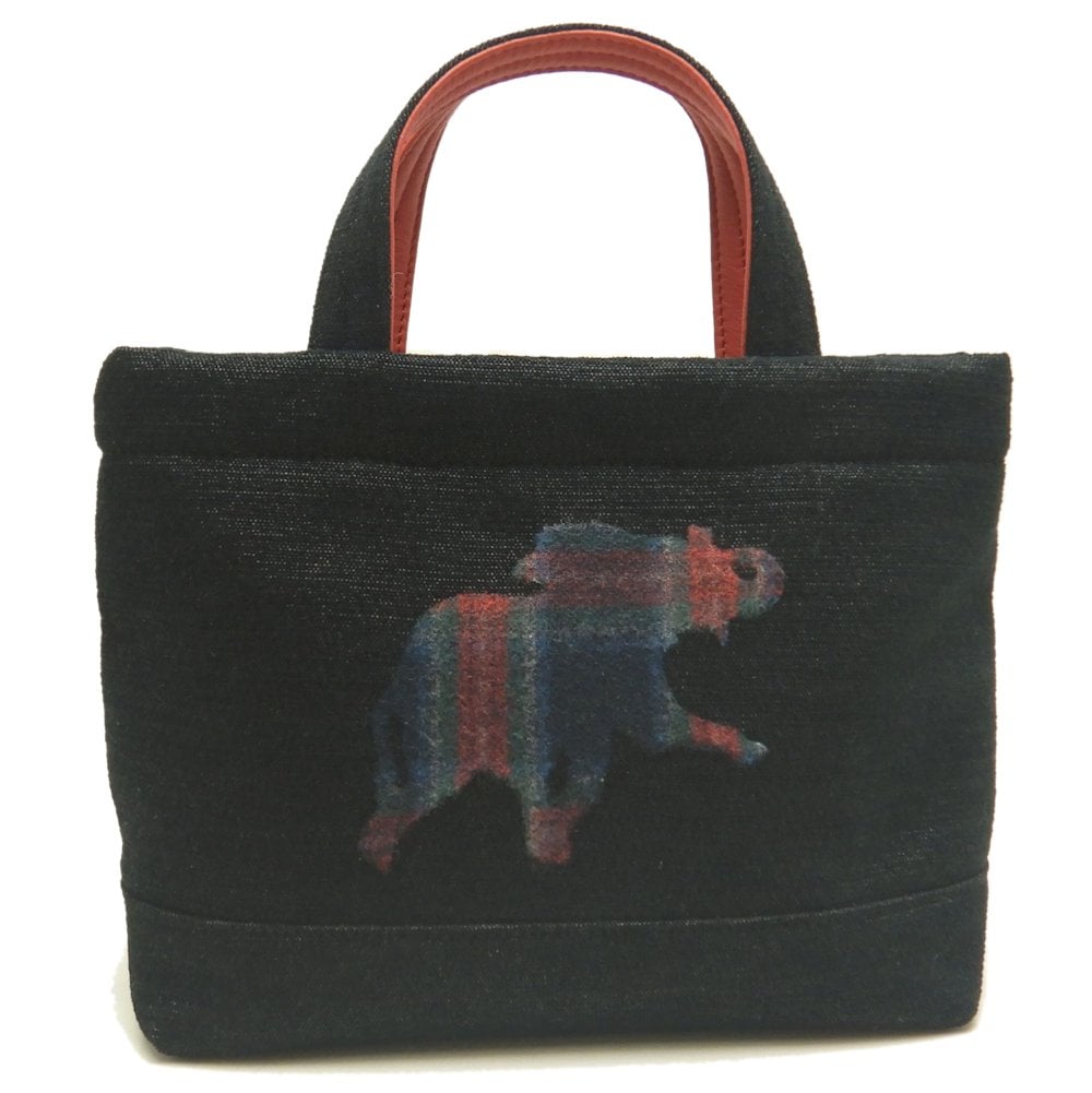 チェック ハンドバッグ キャンバス ブラック レディース /253079【中古】