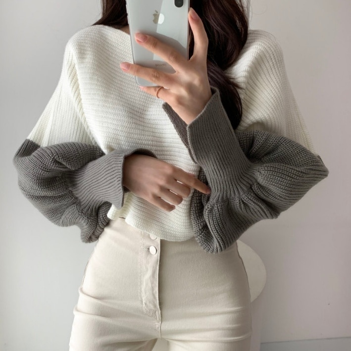 トップス セーター 長袖 ボリューム袖 マトンスリーブ ボートネック プルオーバー ショート丈 かわいい 大人可愛い きれいめ シンプル 上品 おしゃれ かっこいい カジュアル こなれ感 個性的