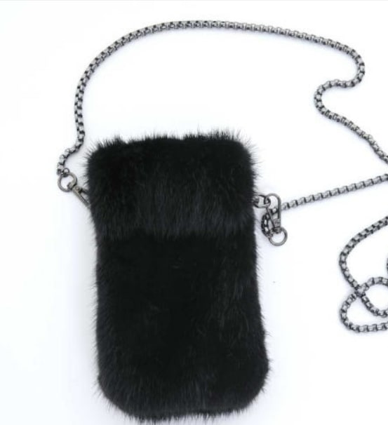 Premium Natural Mink Cross Chain Cutie Pouch