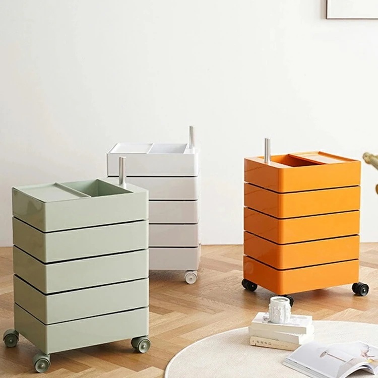 【即納】回転 収納ベッド ワゴン 5段 360可動回転収納 キャスター付き コーヒーテーブル カラーラック 透明 クリア 収納 ラック 収納棚 回転式 リビングルーム ベッドルーム 収納棚 おしゃれ