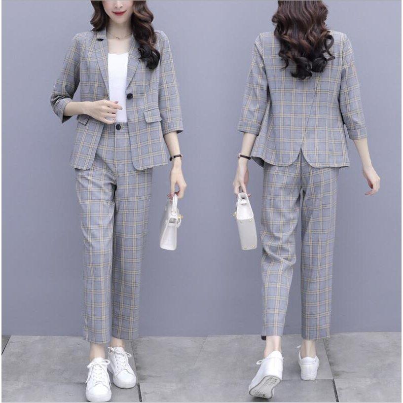 パンツスーツ レディース セットアップ カジュアル スーツ チェク柄 ウェストゴム通勤オフィス 着痩せ20代30代 40代 おしゃれ