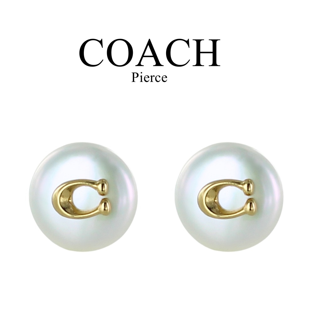 COACH コーチ ピアス レディース パール Cロゴ ゴールド 小ぶり スタッドピアス 上品 ブランド アクセサリー プレゼント 351511GLD107 成人 卒業 入学