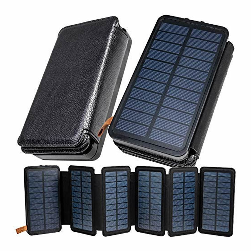 ソーラーモバイルバッテリー ソーラー充電器 6枚パネル 16000mAh 大容量 防災 緊急電源