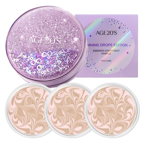 【Wid】 シャイニングドロップエディションニューオリジナルエッセンスカバーパクト13号ピンクラテ本体1個レフィル3個セットファンデーション