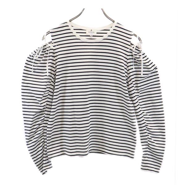 ボーダー 長袖 オープンショルダー カットソー 38 ホワイト系 レディース