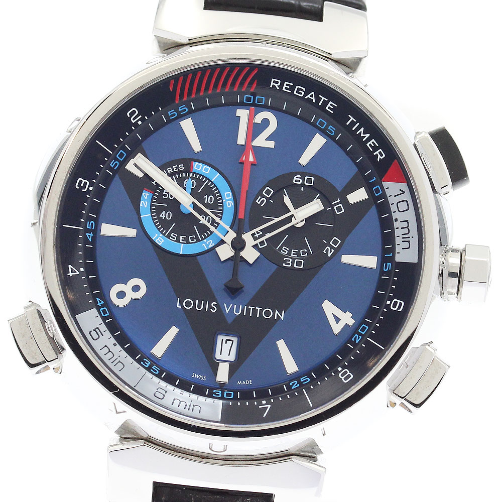ルイ・ヴィトン LOUIS VUITTON Q102D タンブール レガッタ クロノグラフ アラーム クォーツ メンズ 保証書付き_881617【中古】