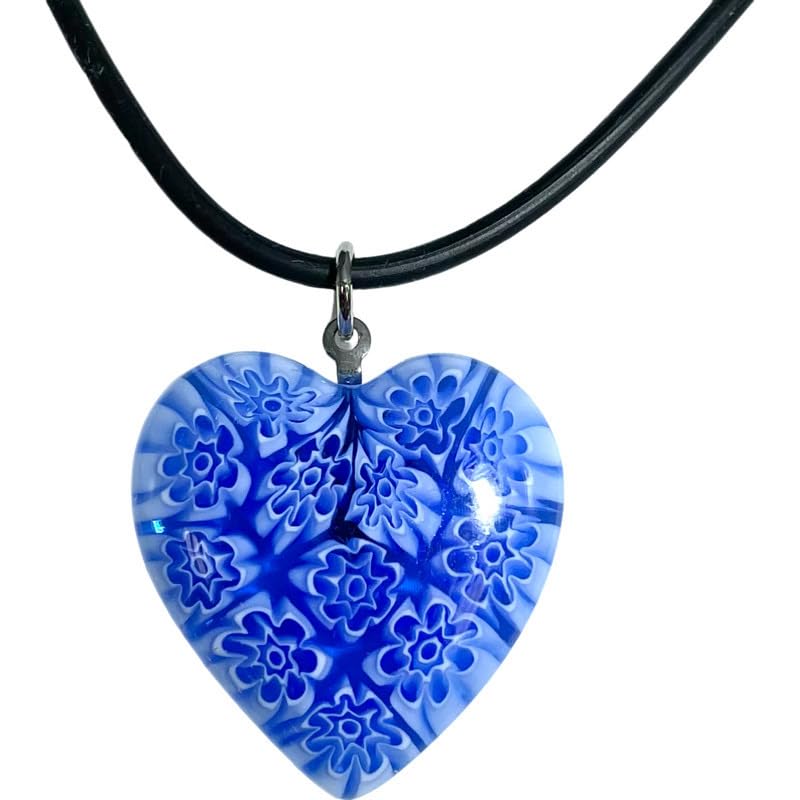 ベネチアンガラス/ハート 型 レディース チョーカー ネックレス/イタリア ムラーノ ミルフィオリ ガラス 輸入品 [並行輸入品]