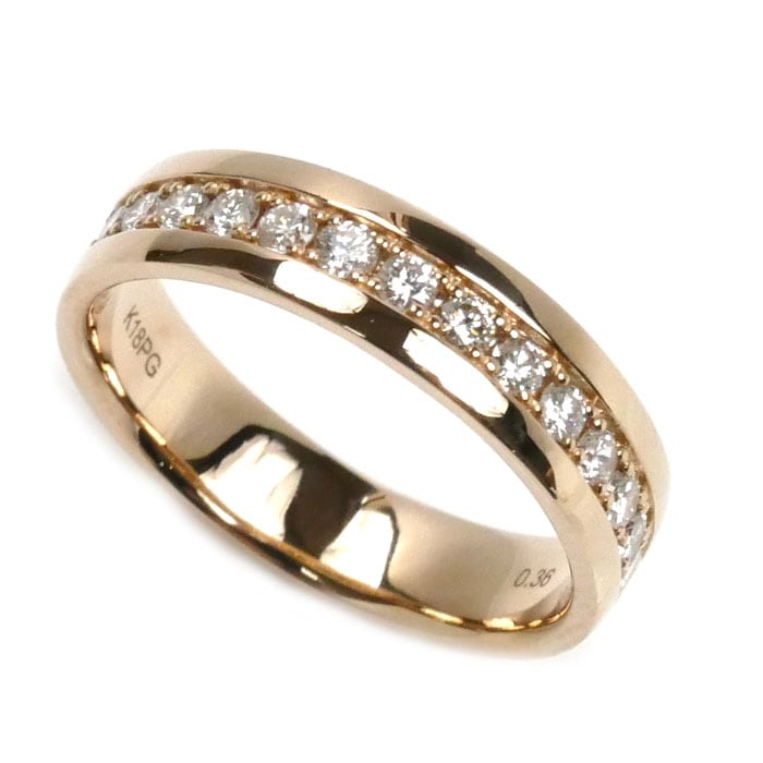 K18PG ピンクゴールド ダイヤ リング・指輪 ダイヤモンド0.36ct 12号 4.5g レディース 中古