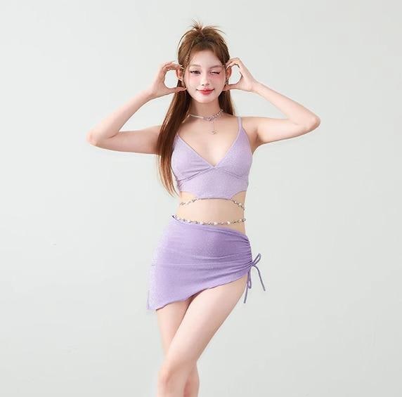 レディース カジュアル 水着 セクシー レディース ファッション 夏 サマー 水着 胸パッドあり ワイヤーなし セパレートタイプ ヒップカバースカート付き 6,901円