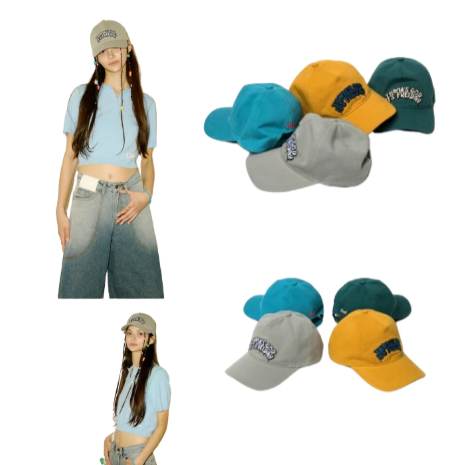 韓国 女性人気 アーチ スローガン ベースボールキャップ