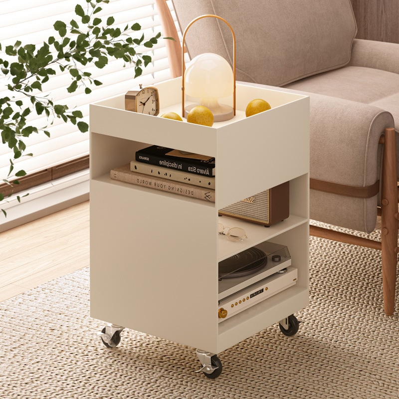 クリームスタイルの家庭用ソファサイドキャビネットライトライトラグジュアリーシンプルなコーヒーテーブルサイドテーブル可動式小さな収納キャビネットソファサイドキャビネット