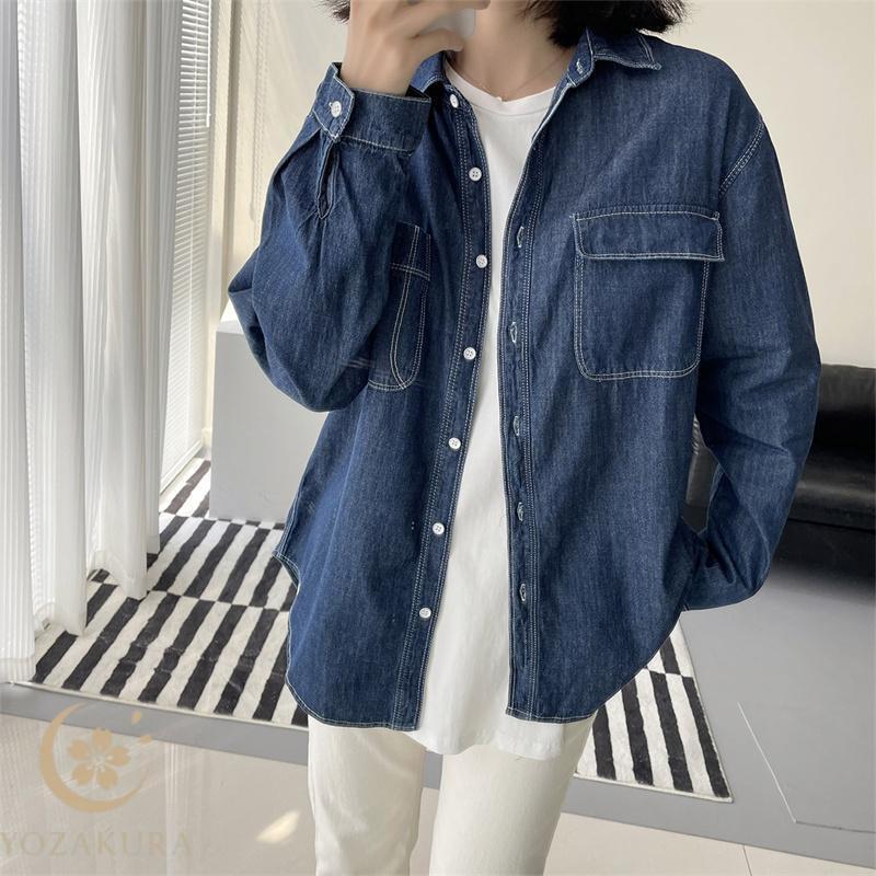 トップス レディース 秋新作 薄手 紺シャツ デニムシャツ 長袖シャツ 【今週の新品20%OFF】シャツ ゆったり