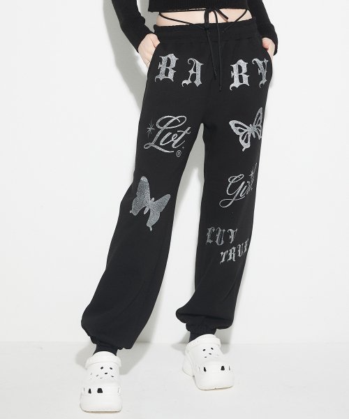 ☆韓国の人気☆【LUV IS TRUE】☆OW GLITTER JOGGE.R☆パンツ☆ Qoo10] LUV IS TRUE OW GLITTER JOGGER 韓国 : レディース服