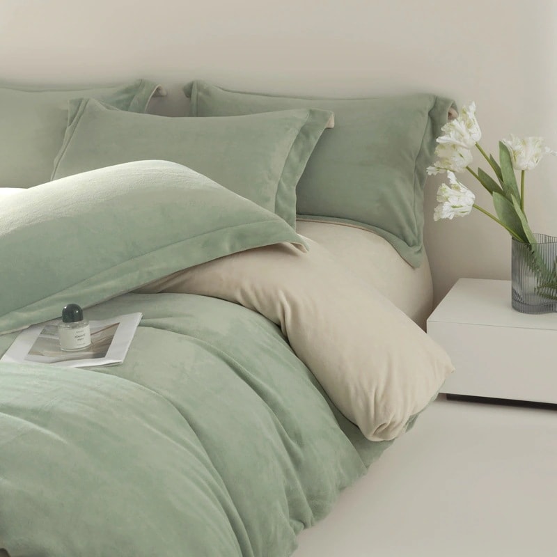 ホームテキスタイル 230g クラス A フルマットミルクベルベット 4 点セット秋冬無地寝具