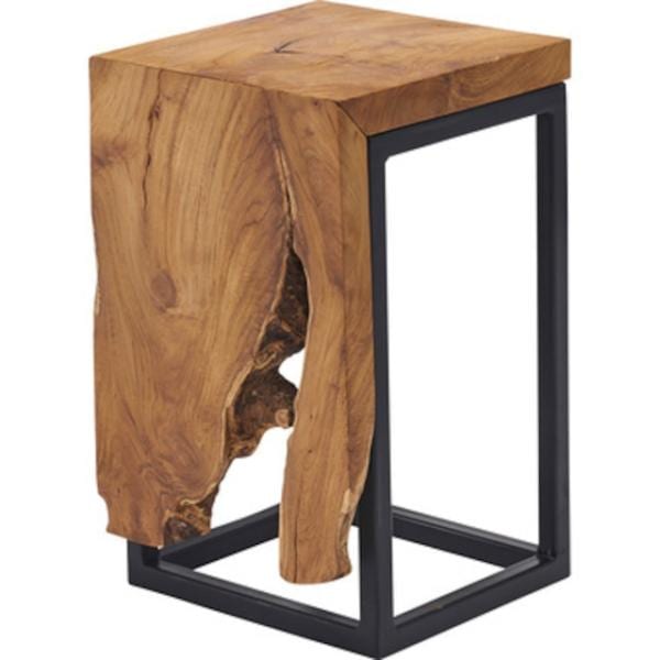 チークと黒アイアンのインダストリアルなプランタースタンド S ガーデン ブルータリズム 北欧 サイドテーブル 鉢置き 花台 グリーン 黒 ブラック リビングインテリア雑貨