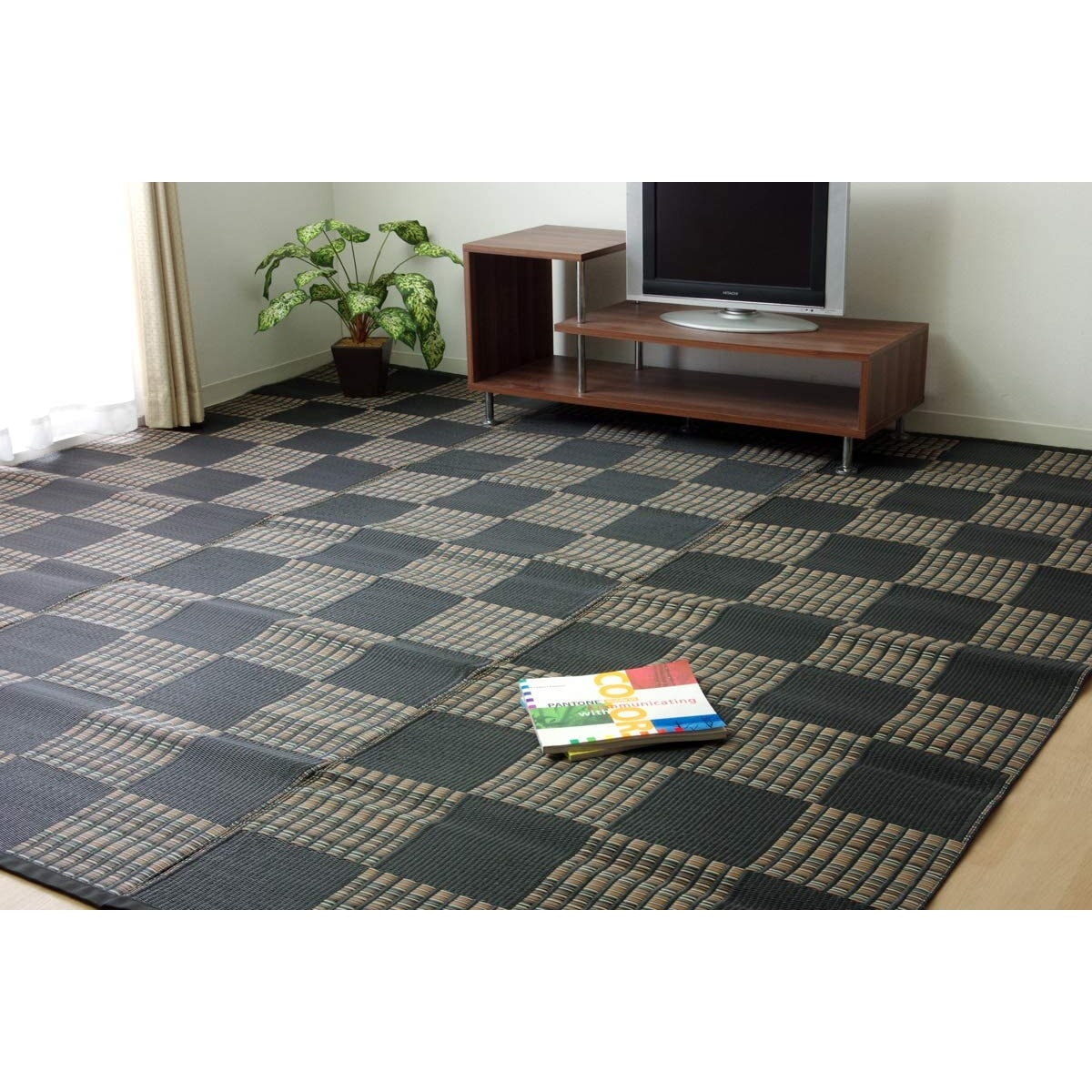 【i】イケヒコ(IKEHIKO) ラグ カーペット ウィード 江戸間2畳 ブラック 約174×174cm 日本製 洗える 2116903【北海道・沖縄・離島不可】【代引不可