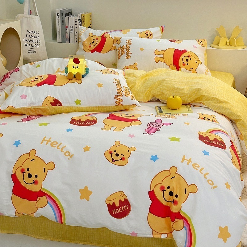 綿4点セット純綿漫画かわいい学生寮スリーピースシーツキルトカバー