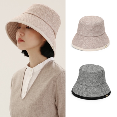 [UNDERCONTROL正規品] DROP BUCKET COTTON HB 2COLOR本社直入店 韓国ファッション ヘリンボーン パターン 広いチェン 女性 バケットハット