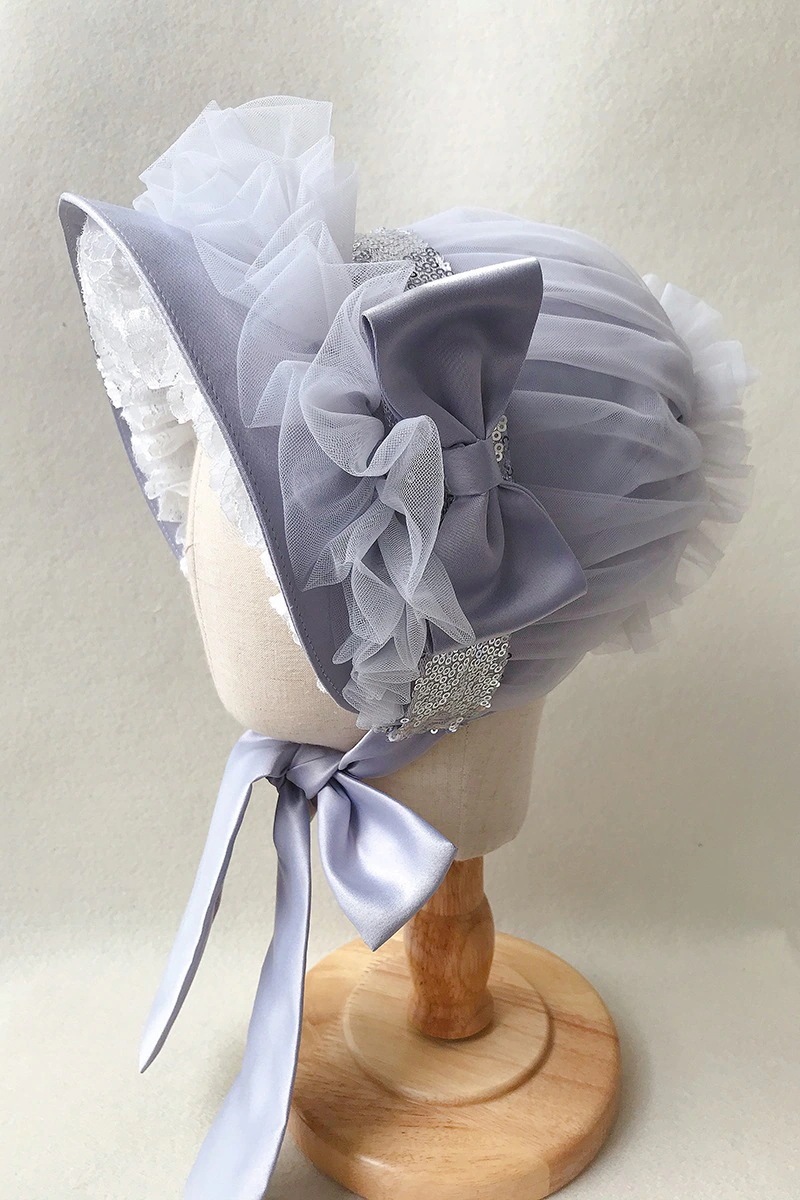 ベビーパレスハット 春秋 子供用 イギリス大きなつばの胎児用帽子 スパンコール付き耳帽子 1歳用帽子 写真撮影安い