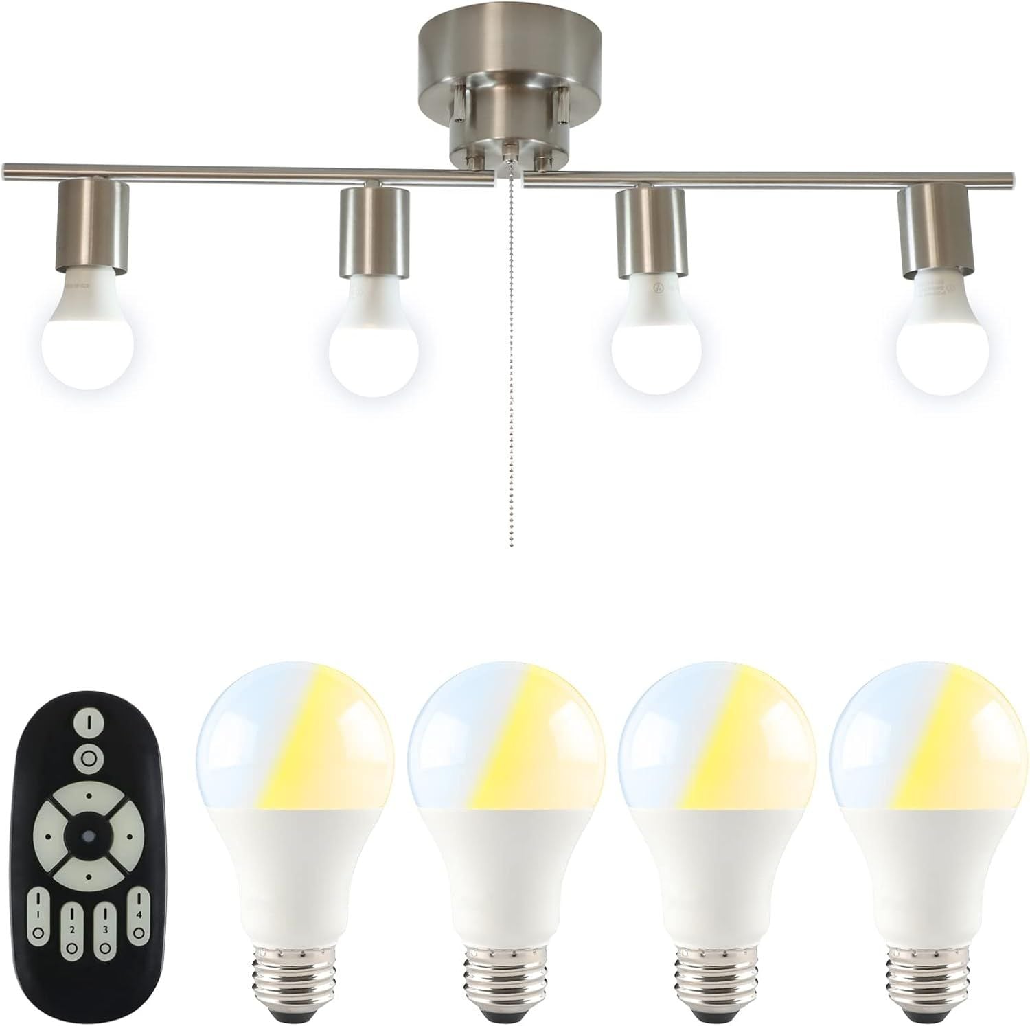 シーリングライト 4灯 シーリングスポットライト 8畳 調光 調色 LED電球60W形4個付き リモコン対応 GT-DJ-IE26U-9WT-2 角度調節 折り畳み可 吊り下げ照明 北欧 照明器具 天
