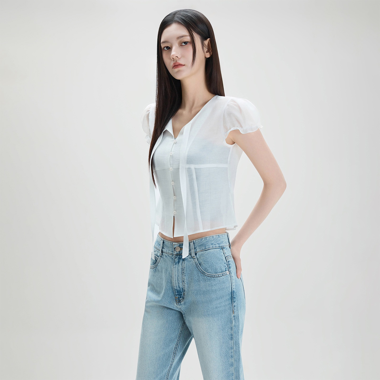 【ミッソ】グロッシータイブラウス_MIWBWG501G