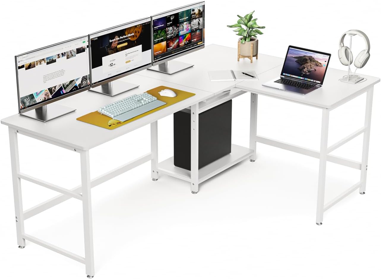 180+120cm 奥行60 2段収納棚付き 左右交換設置可 PCデスク オフィスデスク ゲーミングデスク 高さ72 テレワーク 超ワイド天板 省スペース 棚高さ調整可能 傷・汚れ・水分・熱に強い