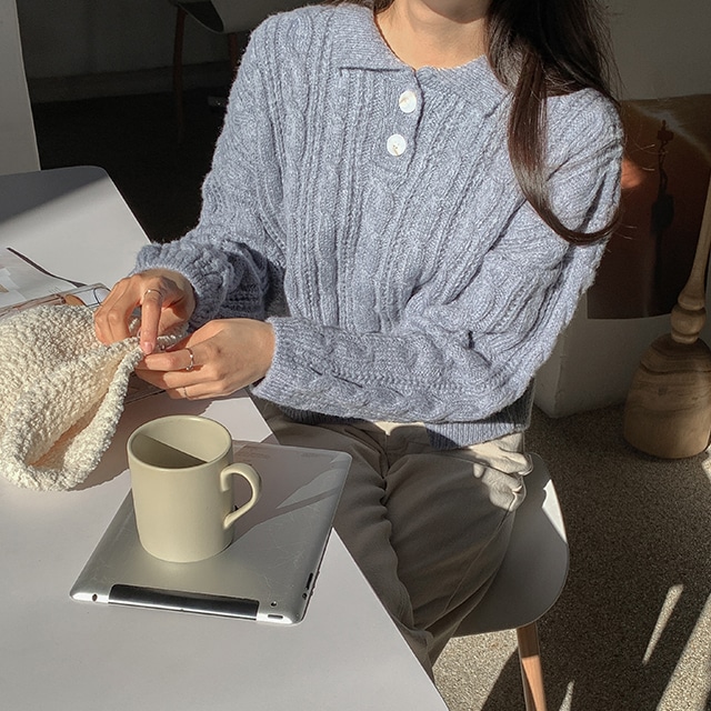 厚手 冬用 襟付きニット