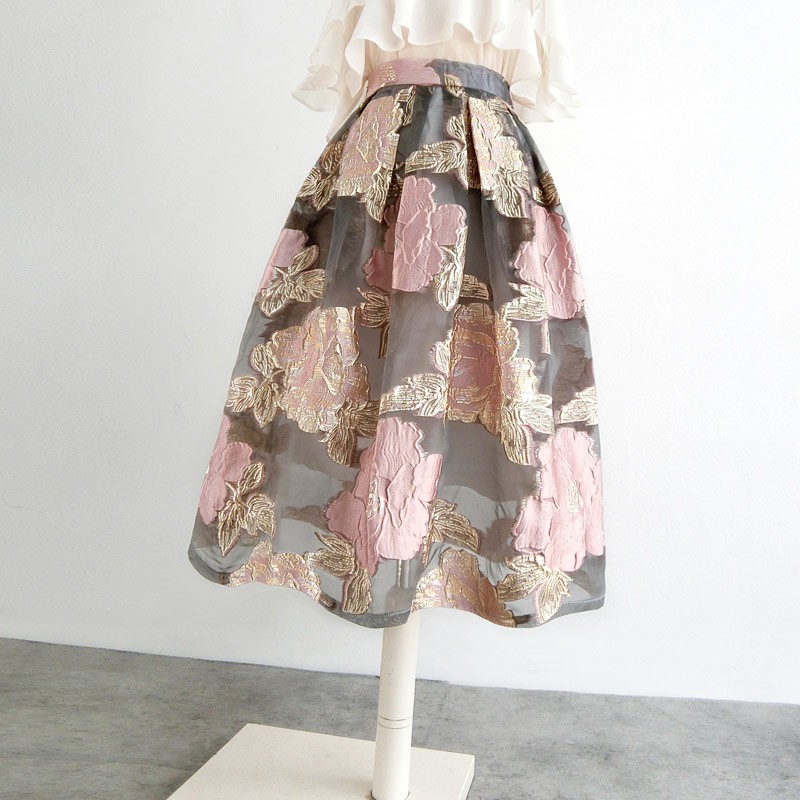 オーガンザミドル丈スカート【bt0080】